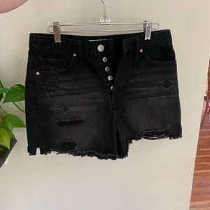 Black high waisted jean shorts (never worn)